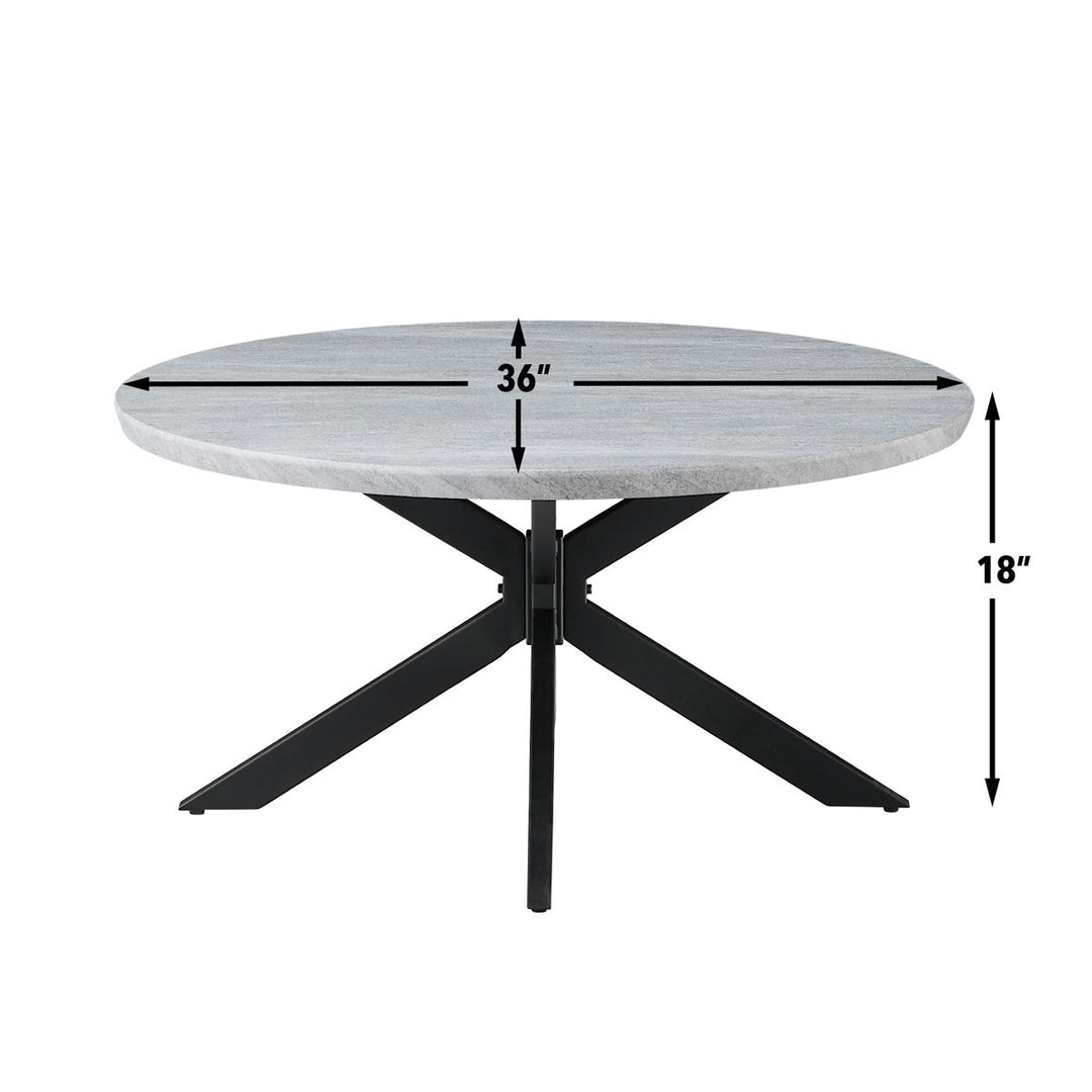 Keyla - Faux Marble Round Cocktail Table - Gray