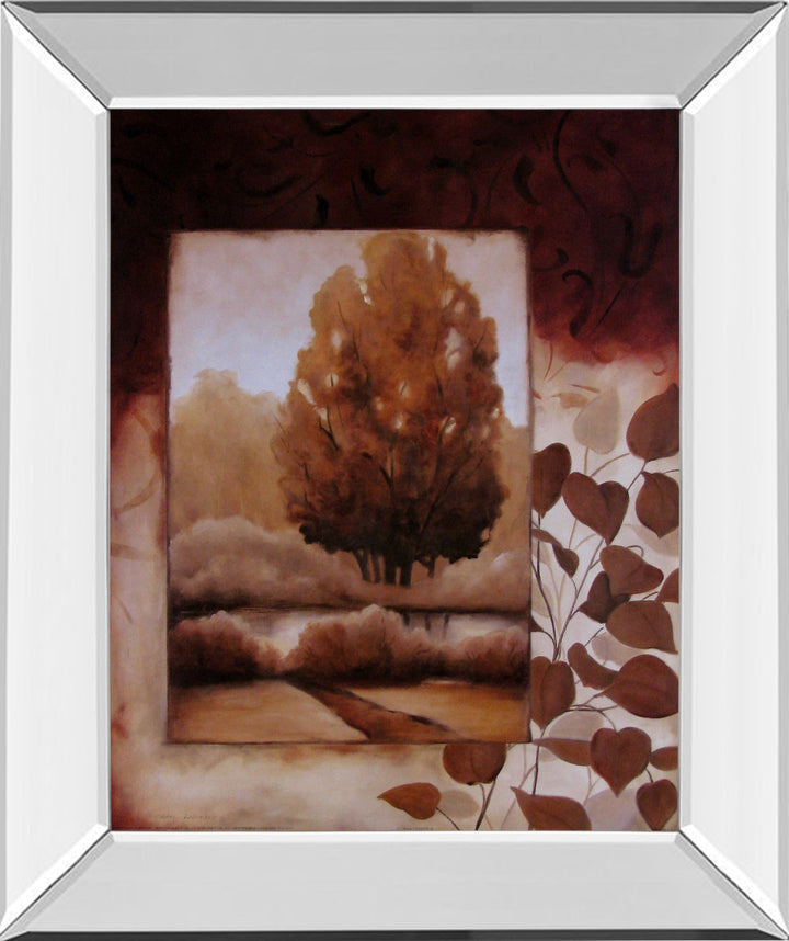 Fall Vignette Il By Carol Robinson - Mirror Framed Print Wall Art - Dark Brown