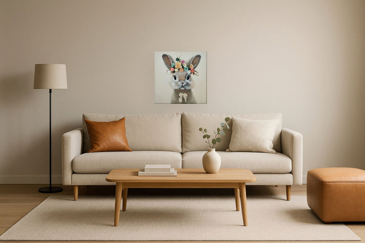 Blossom Bunny Portrait - 25" x 25" Framed Wall Art