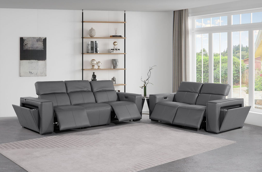 1224 - 5-Piece Modular Power Reclining Sofa And Loveseat Set In With 4 Power Recliners &amp; Power Headrests