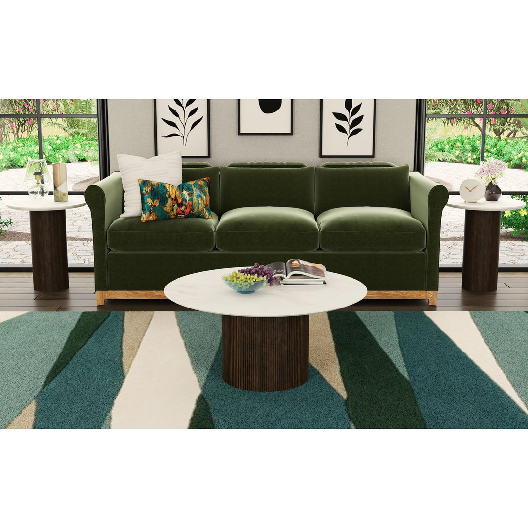Sylvie - Round Table With White Faux Marble Top And Base