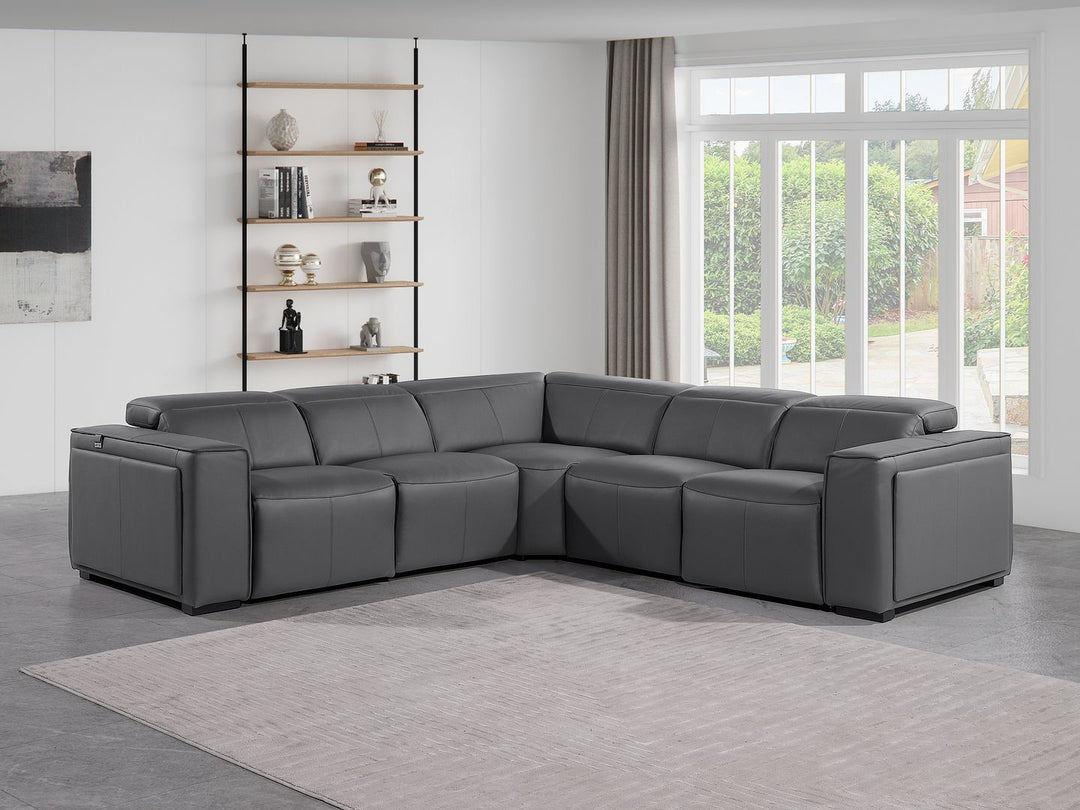 1224 - 5-Piece L-Shaped Sectional Sofa In With 3 Power Recliners & Power Headrests