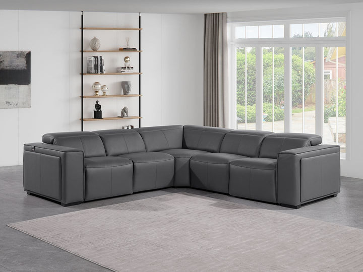 1224 - 5-Piece L-Shaped Sectional Sofa In With 3 Power Recliners & Power Headrests