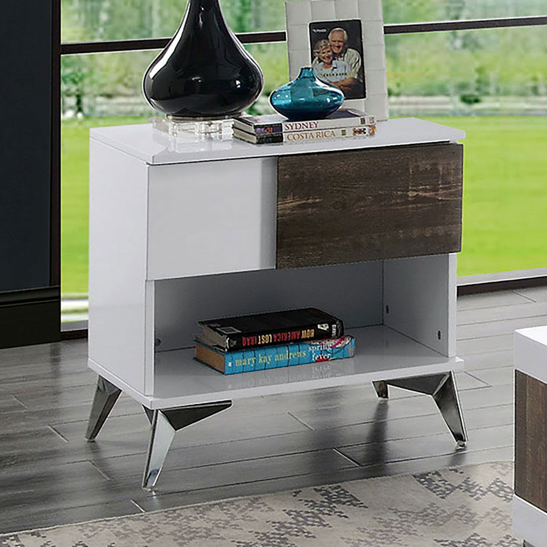 Corinne - End Table - White / Distressed Dark Oak