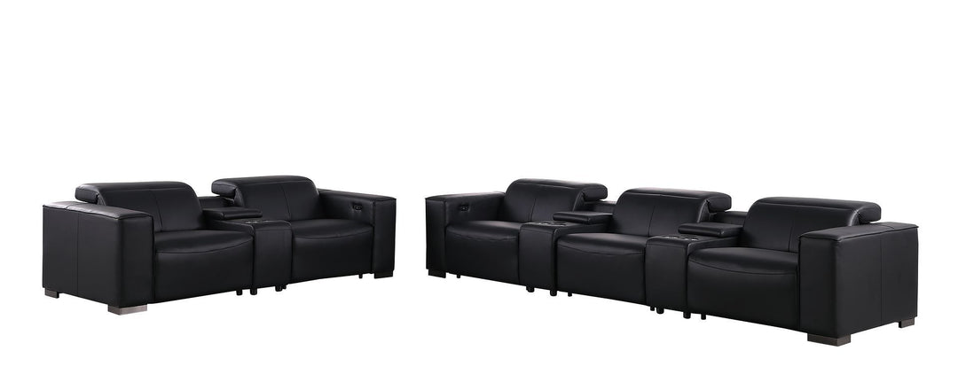 1208 - Modular Leather Sofa Loveseat With 6 Recliners And Power Headrests