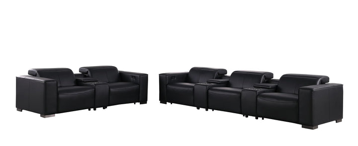1208 - Modular Leather Sofa Loveseat With 6 Recliners And Power Headrests