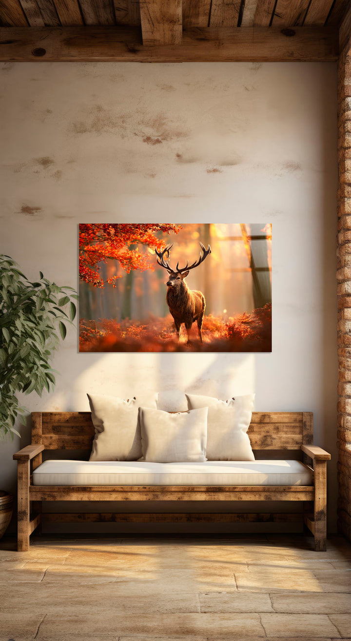 Autumn Stag Tempered Glass - Amber / Red