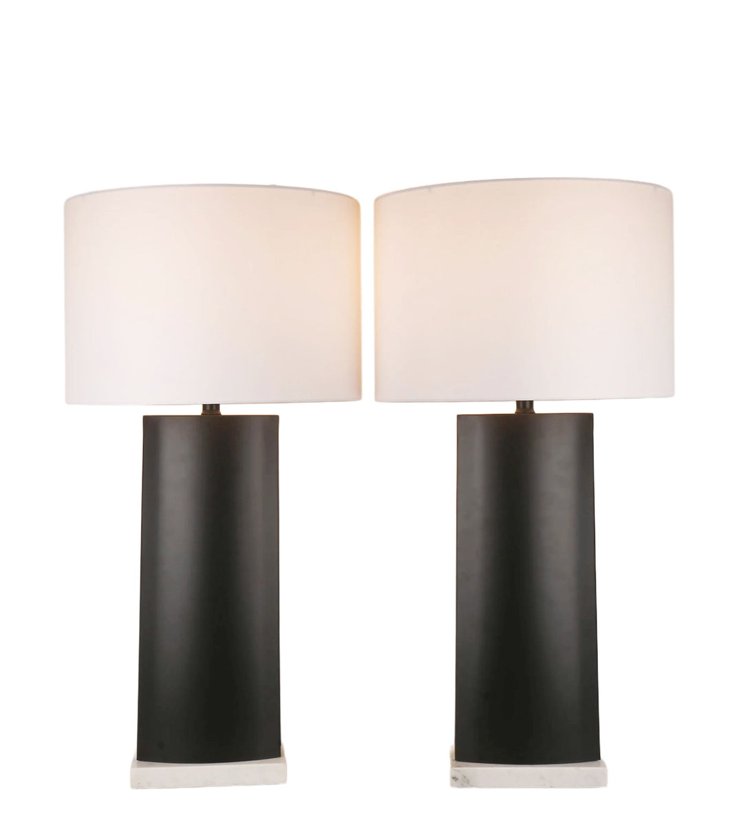 Monolith Aura Metal &amp; Marble Table Lamp (Set of 2) - Matte Black / White Marble
