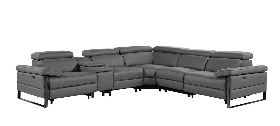 1246 - 6-Piece L-Shaped Modular Power Reclining Sectional With 3 Power Recliners And Power Headrests