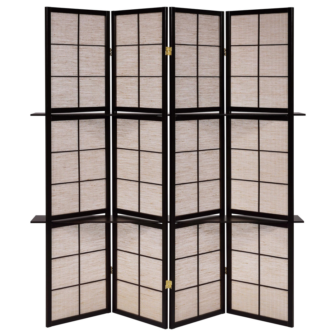 Iggy 4-Panel Room Divider Folding Shoji Screen Cappuccino