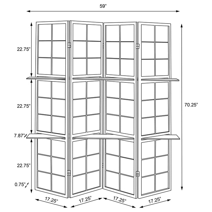 Iggy 4-Panel Room Divider Folding Shoji Screen Cappuccino