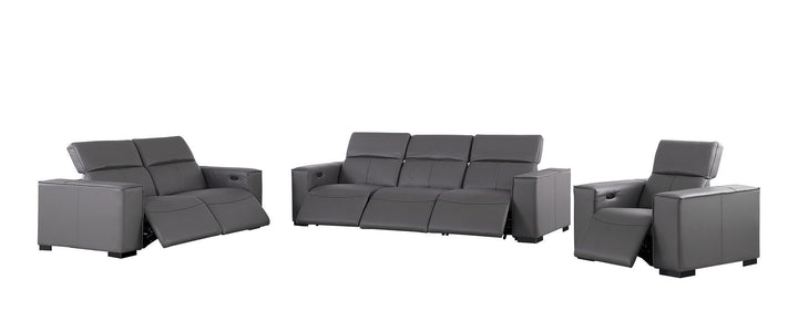 1208 - Leather Reclining Set (Sofa, Loveseat &amp; Chair With 6 Power Recliners)