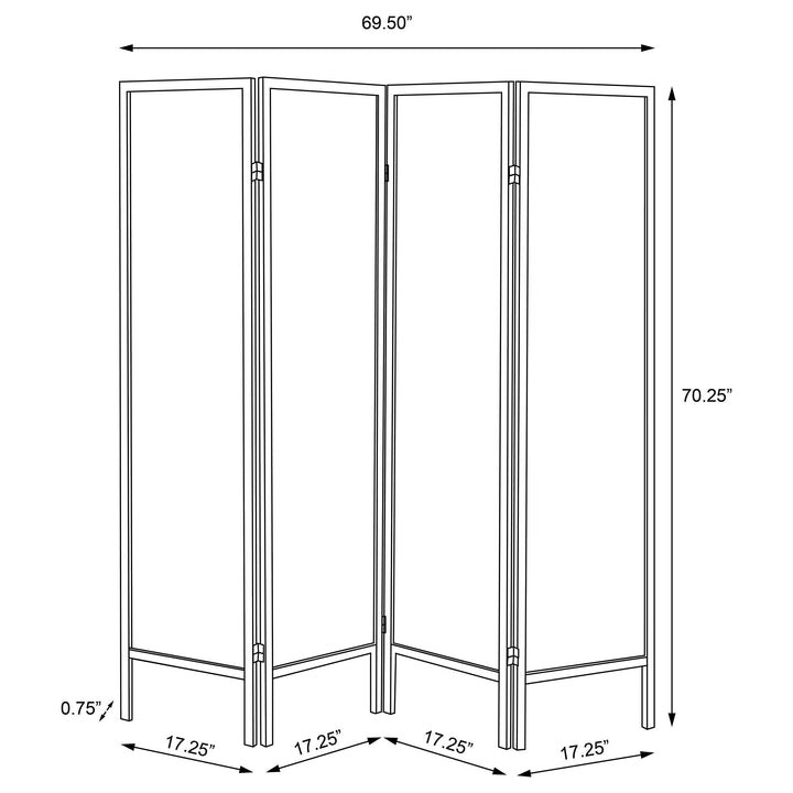 Haidera 4-Panel Room Divider Folding Screen Black Damask