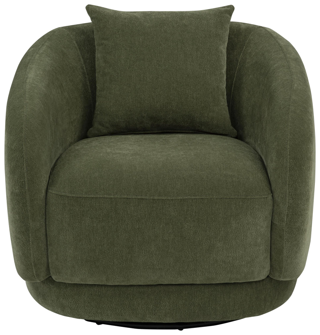 Arnaud Chenille Upholstered Swivel Accent Chair Green