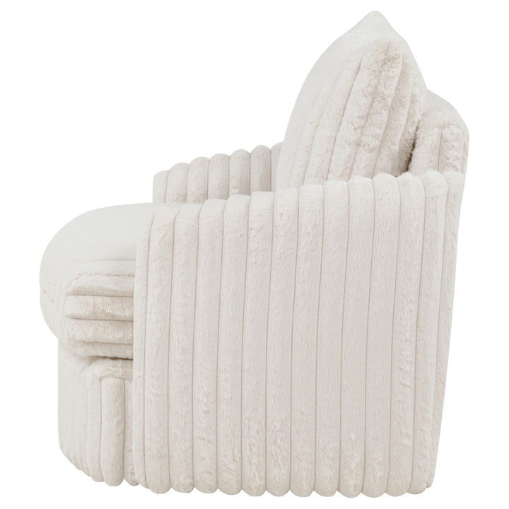 Sarco Corduroy Upholstered Swivel Accent Arm Chair Ivory
