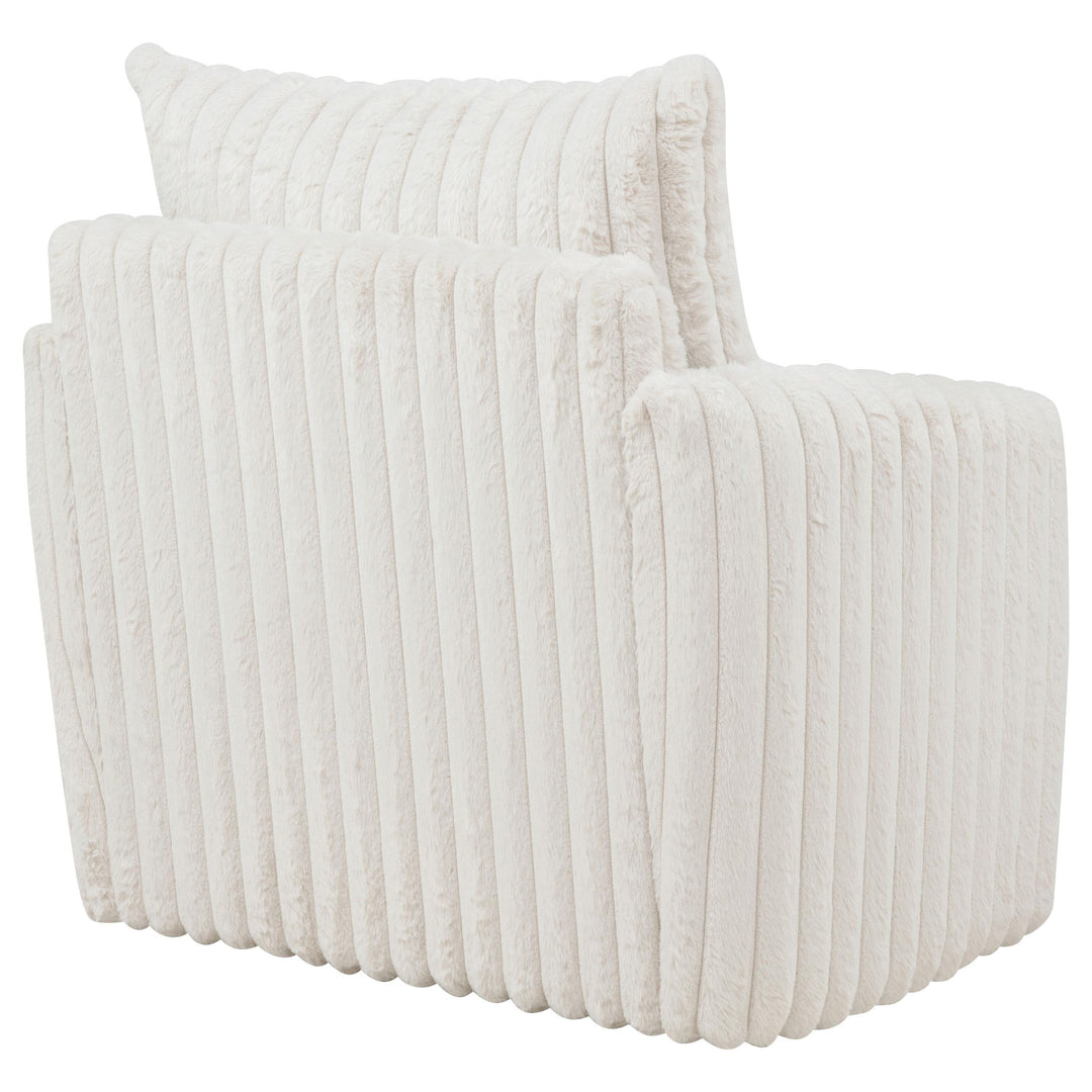 Sarco Corduroy Upholstered Swivel Accent Arm Chair Ivory