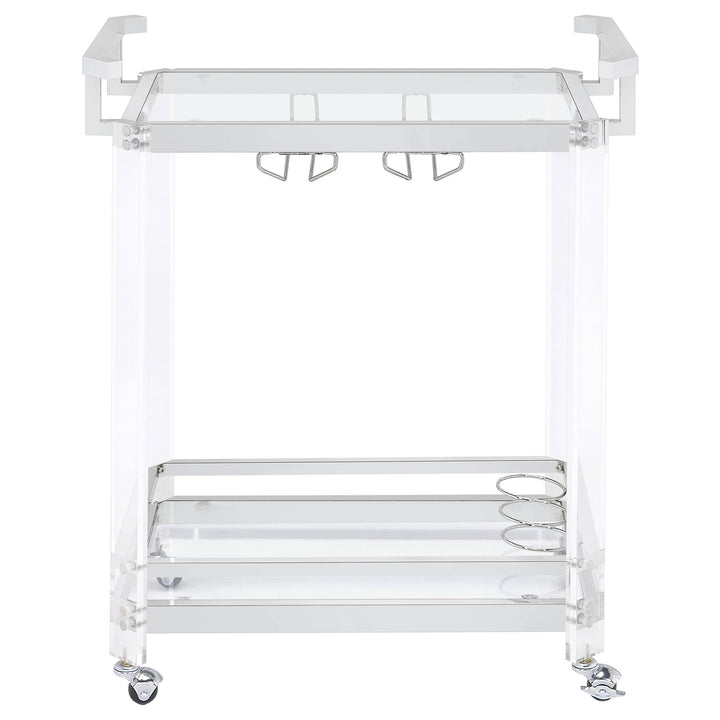 Jefferson 2-tier Glass Shelf Acrylic Bar Cart Chrome