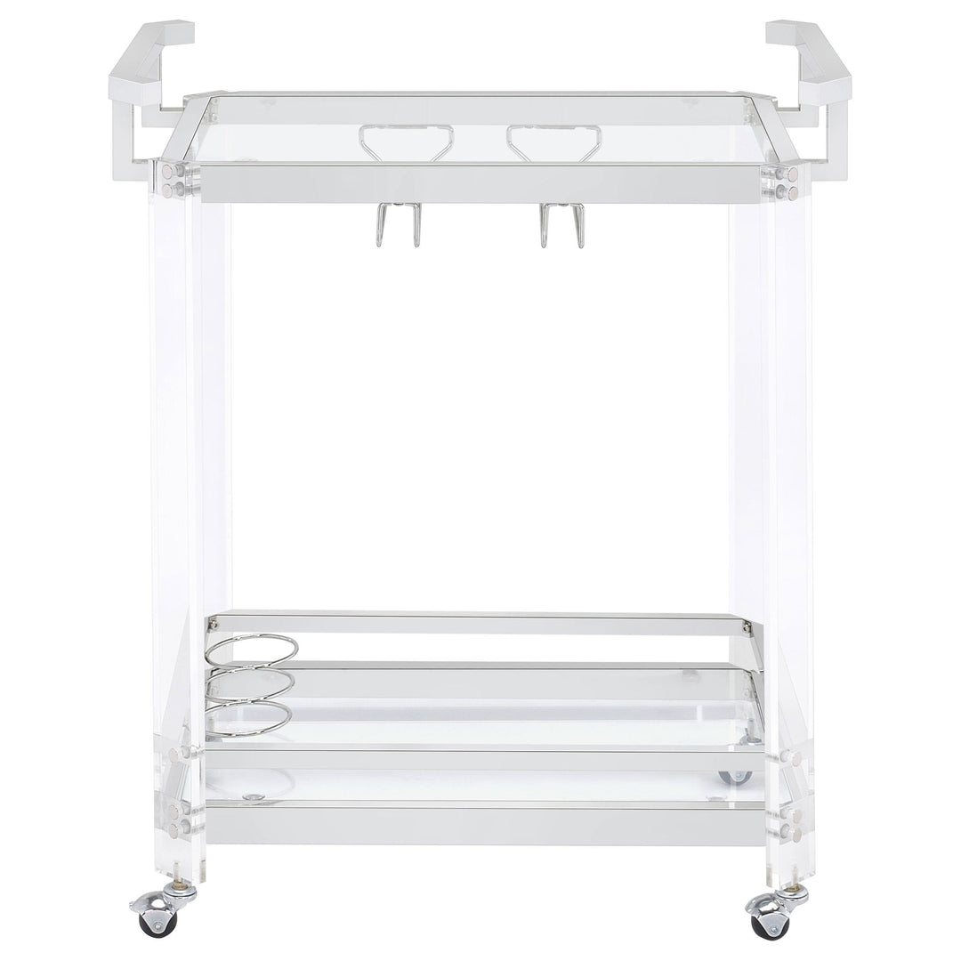 Jefferson 2-tier Glass Shelf Acrylic Bar Cart Chrome