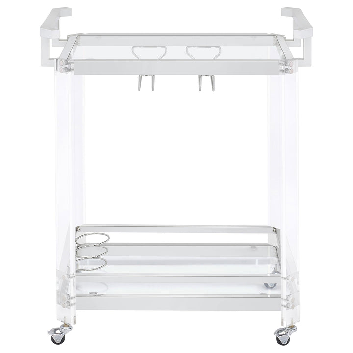 Jefferson 2-tier Glass Shelf Acrylic Bar Cart Chrome