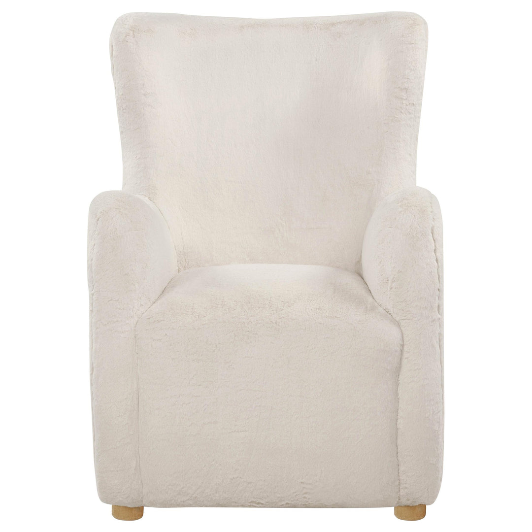 Thornton Faux Fur Upholstered Wingback Lounge Accent Chair Ivory