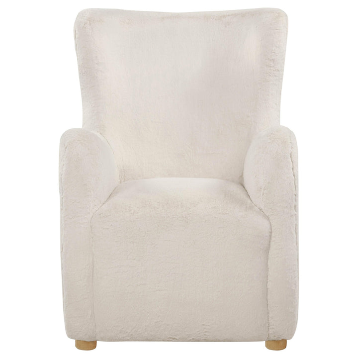 Thornton Faux Fur Upholstered Wingback Lounge Accent Chair Ivory