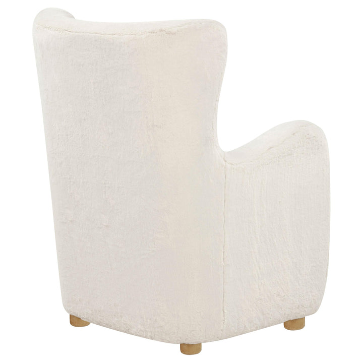 Thornton Faux Fur Upholstered Wingback Lounge Accent Chair Ivory