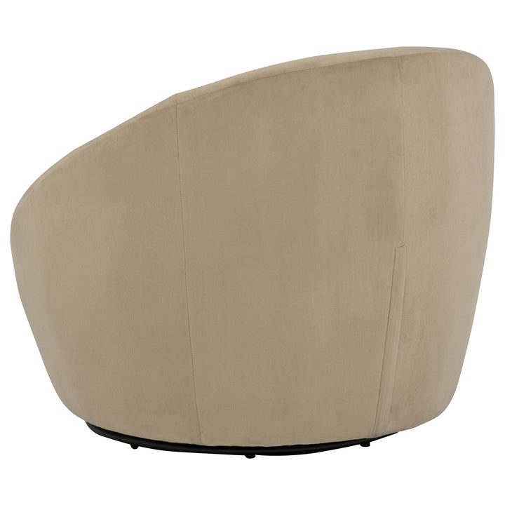 Myernick Velvet Upholstered Swivel Accent Chair Camel