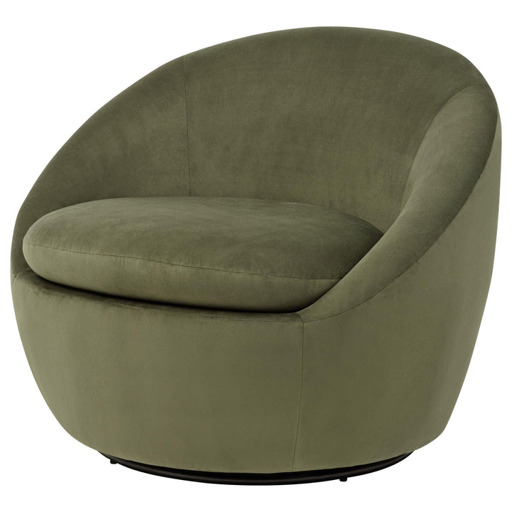 Myernick Velvet Upholstered Swivel Accent Chair Olive