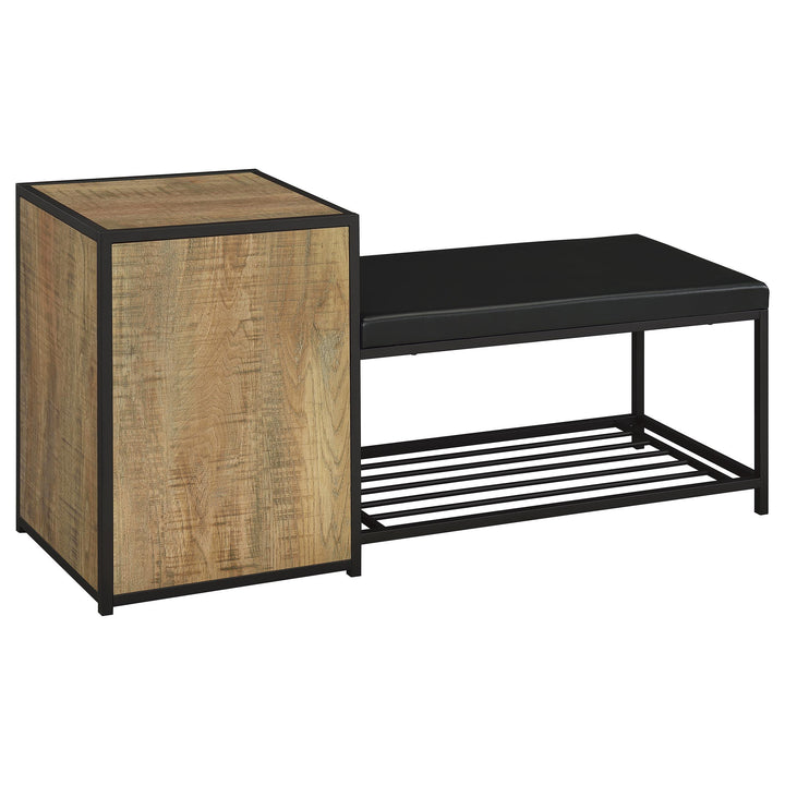 Martino Shoe Storage Entryway Bench with Cabinet Mango and Black