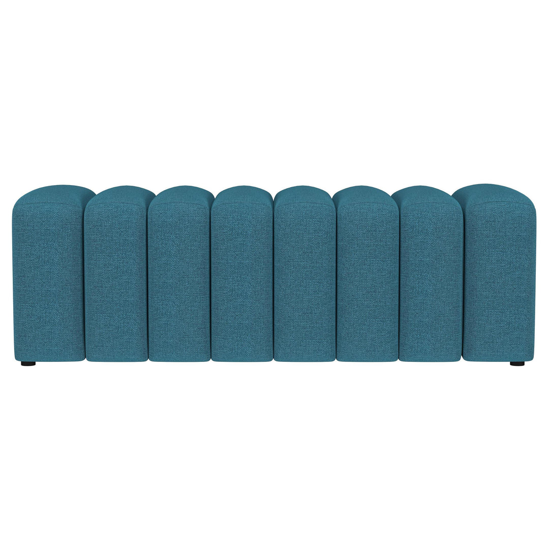 Summer Fabric Upholstered Tufted Accent Bench Peacock Blue