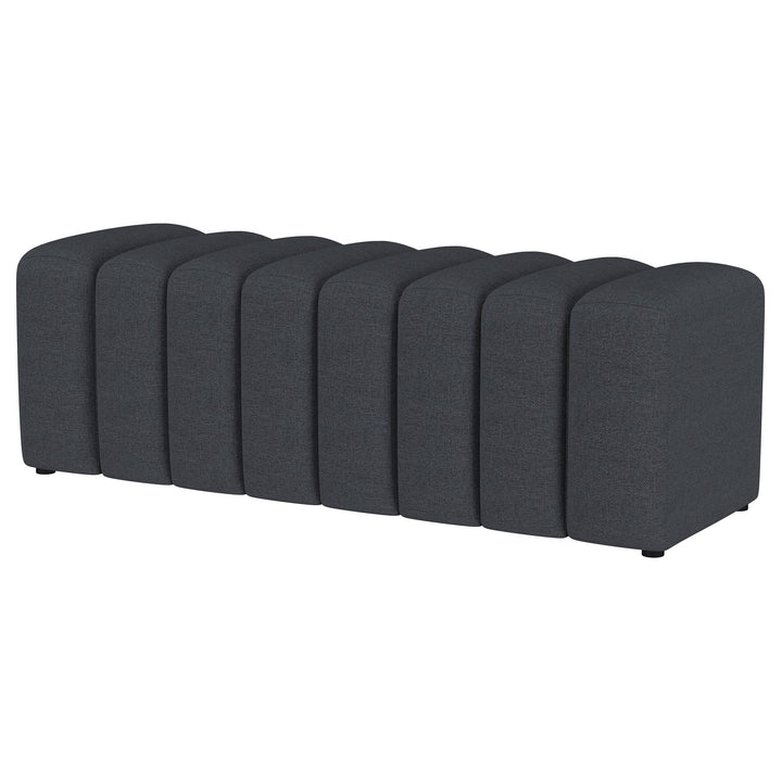 Summer Fabric Upholstered Tufted Accent Bench Charcoal