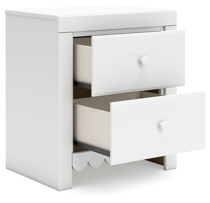 Mollviney - White - Two Drawer Night Stand