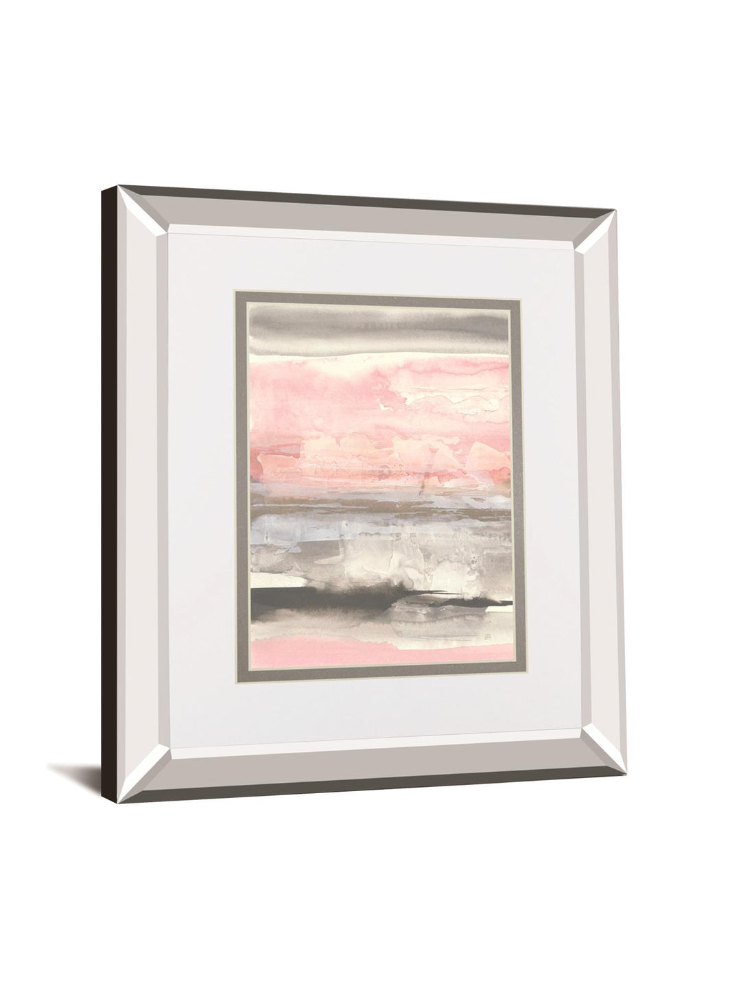 Charcoal And Blush II By Chris Paschke Mirrored Frame - Pink