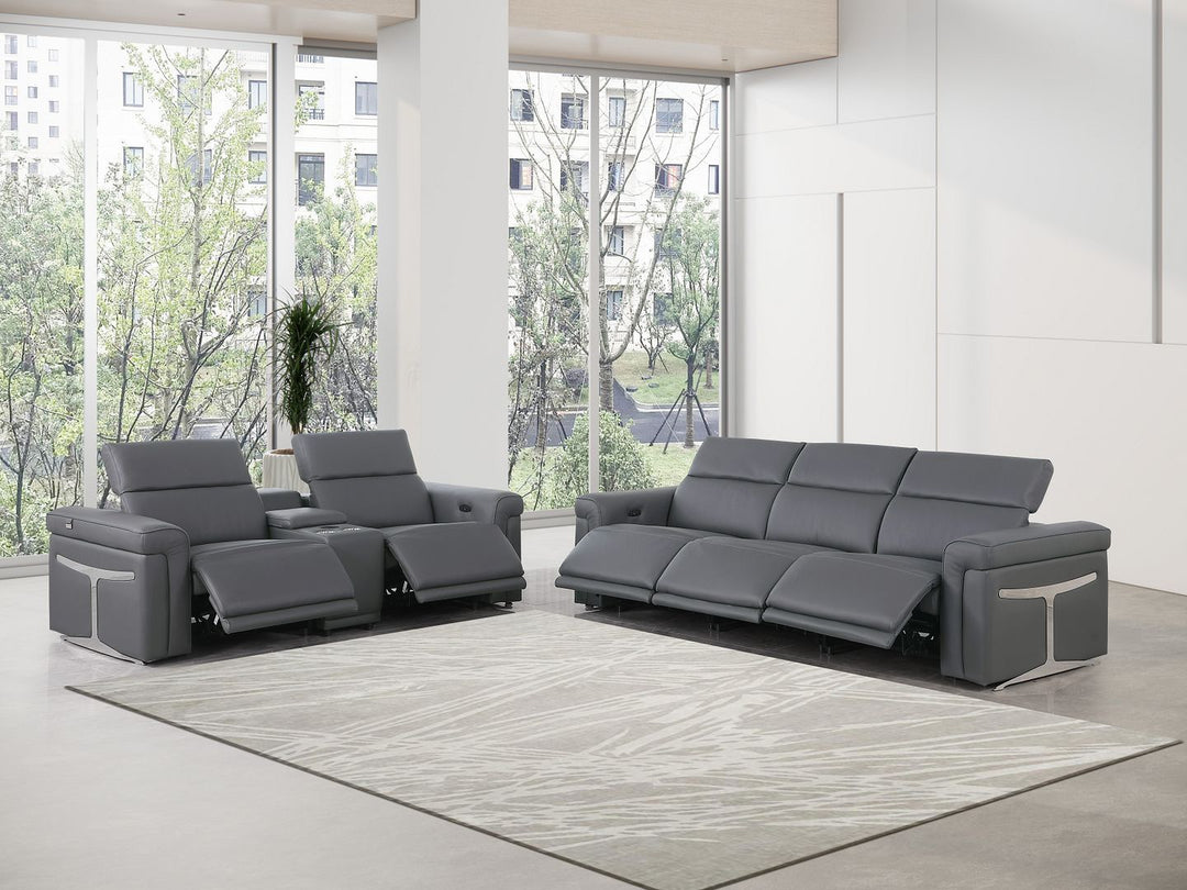 1126 - 6-Piece Modular Power Reclining Sofa And Console Loveseat Set In With 5 Power Recliners &amp; Power Headrests