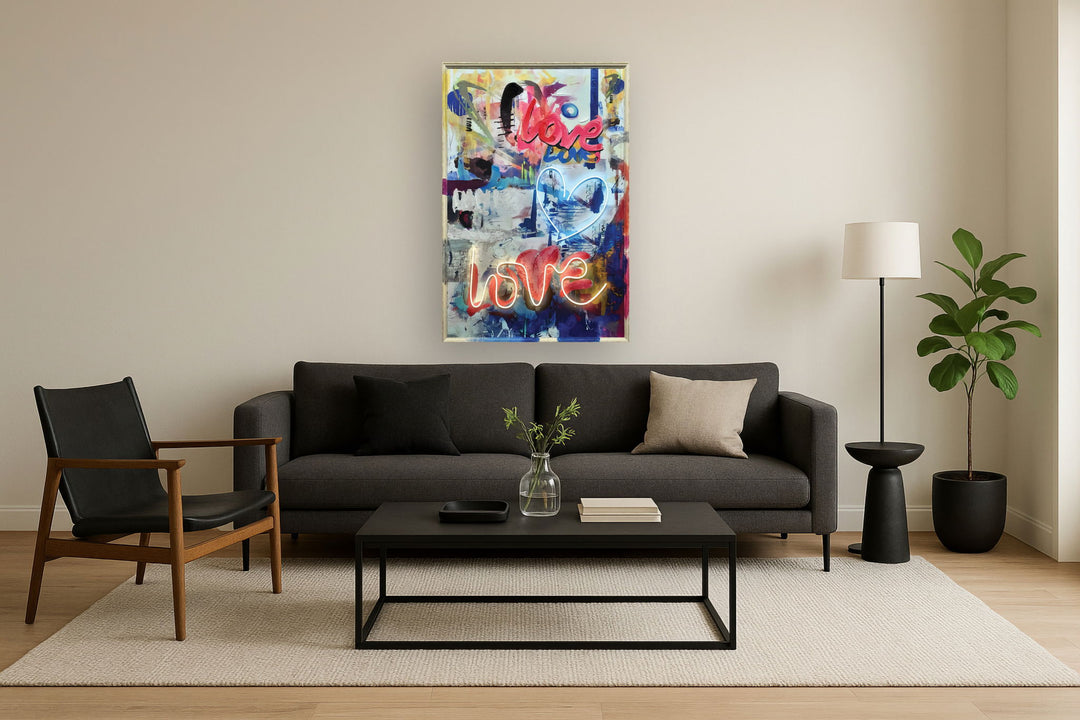Radiant Heart Graffiti - 33" x 48" Framed Wall Art