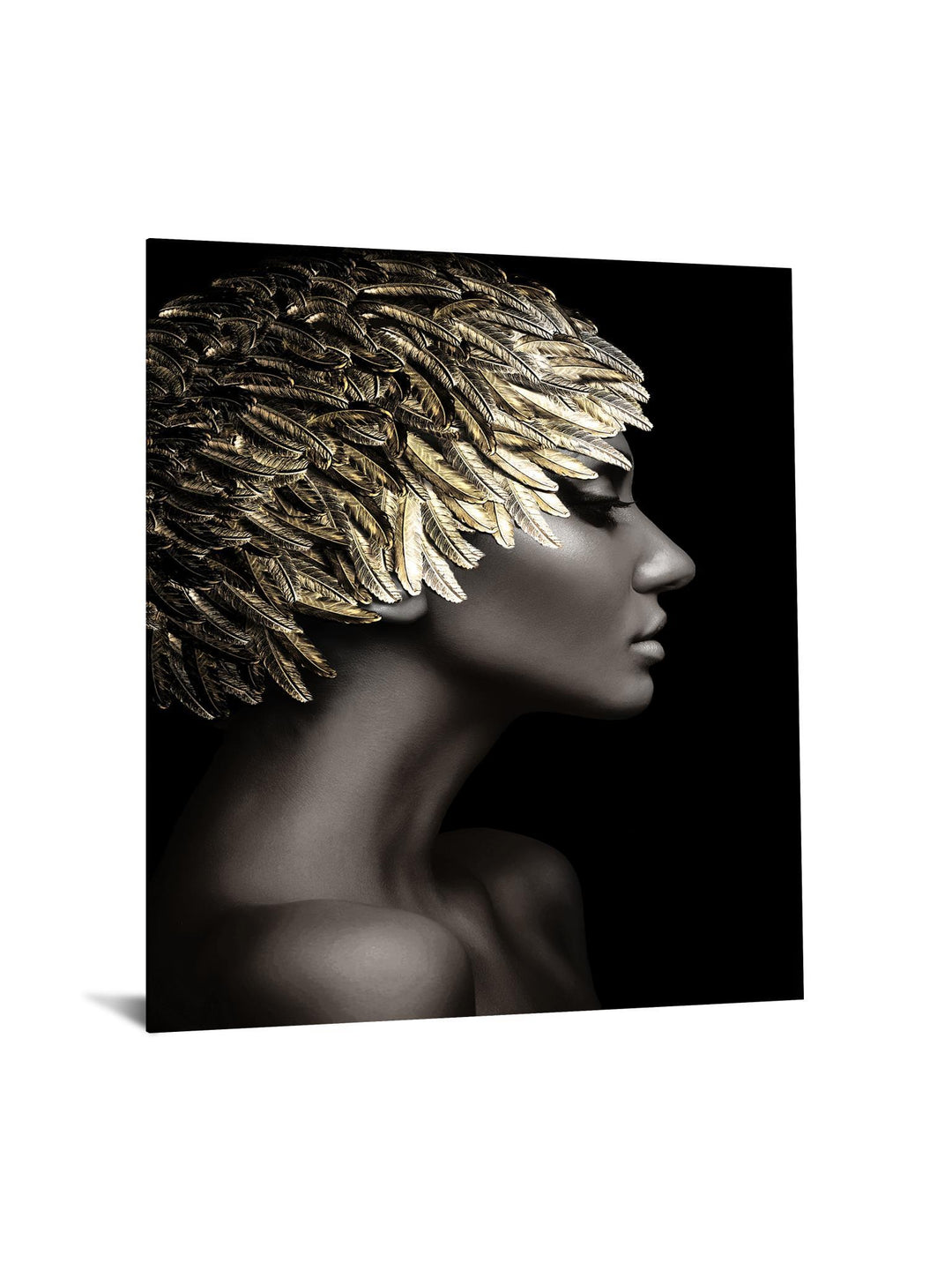 Temp Glass With Foil - Woman Gold Leaves - Black