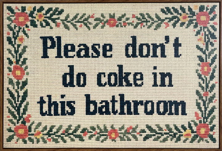 Bathroom Wit II Hand-Embellished Canvas In Frame - Brown / Ivory