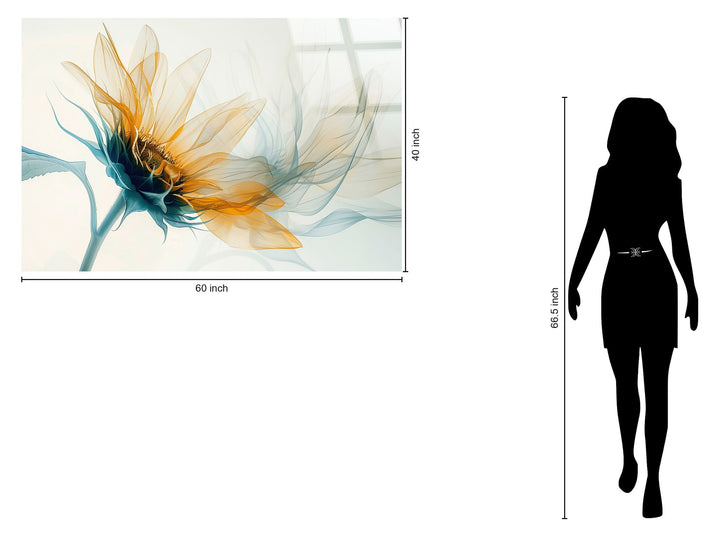 "Ethereal Bloom" Tempered Glass With Foil - Blue / Orange