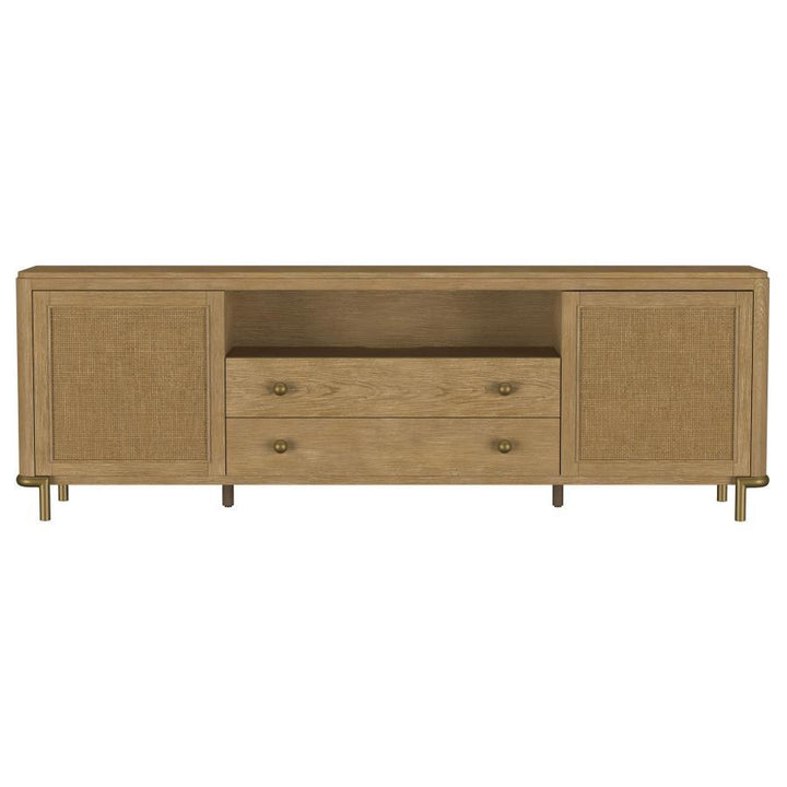 Arini - Rattan Cane 2-Door TV Stand Media Console - Sand Wash