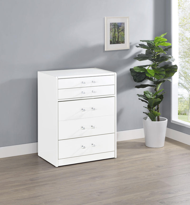 Danbury 3-drawer Makeup Vanity &amp; Stool Set White High Gloss