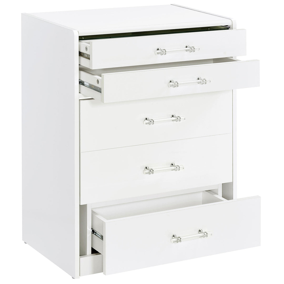 Danbury 3-drawer Makeup Vanity &amp; Stool Set White High Gloss