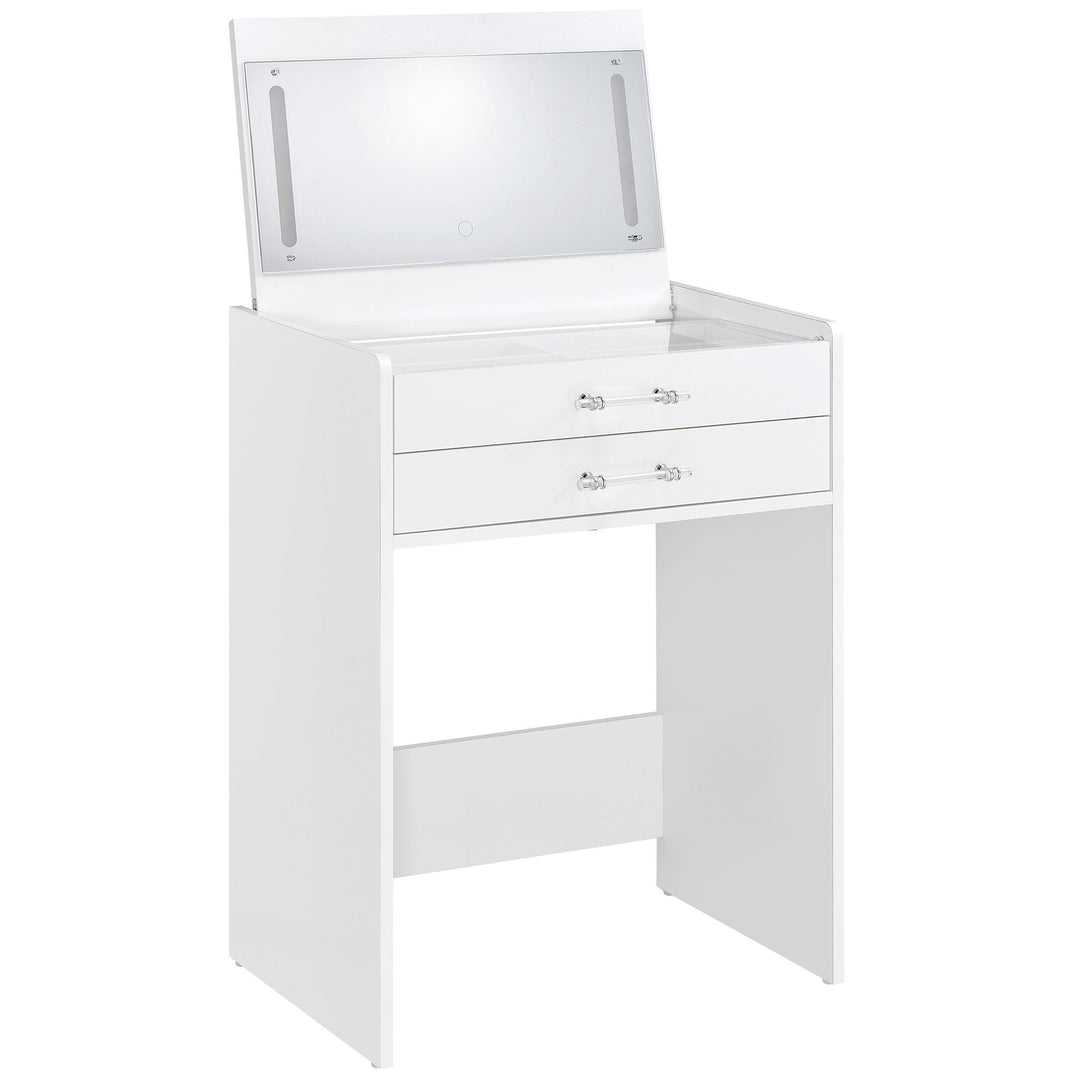 Danbury 3-drawer Makeup Vanity &amp; Stool Set White High Gloss