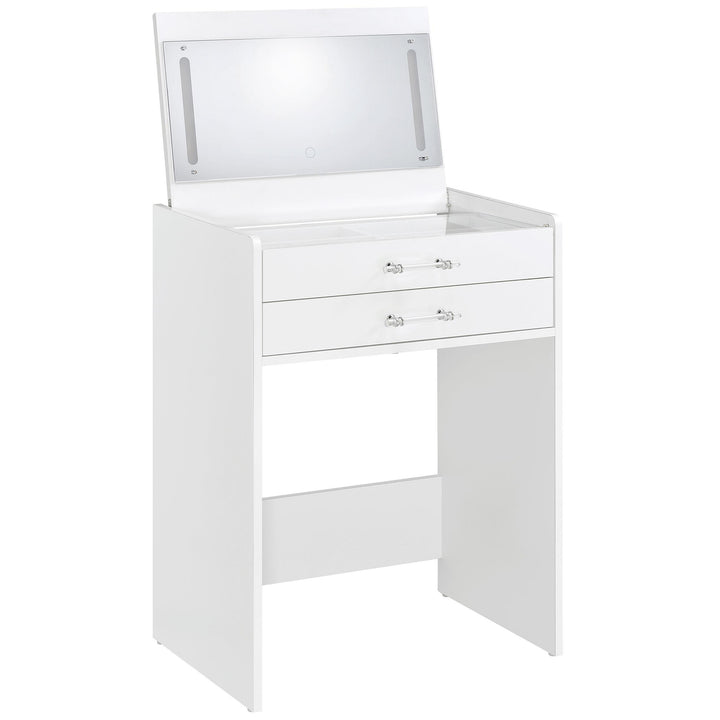Danbury 3-drawer Makeup Vanity &amp; Stool Set White High Gloss