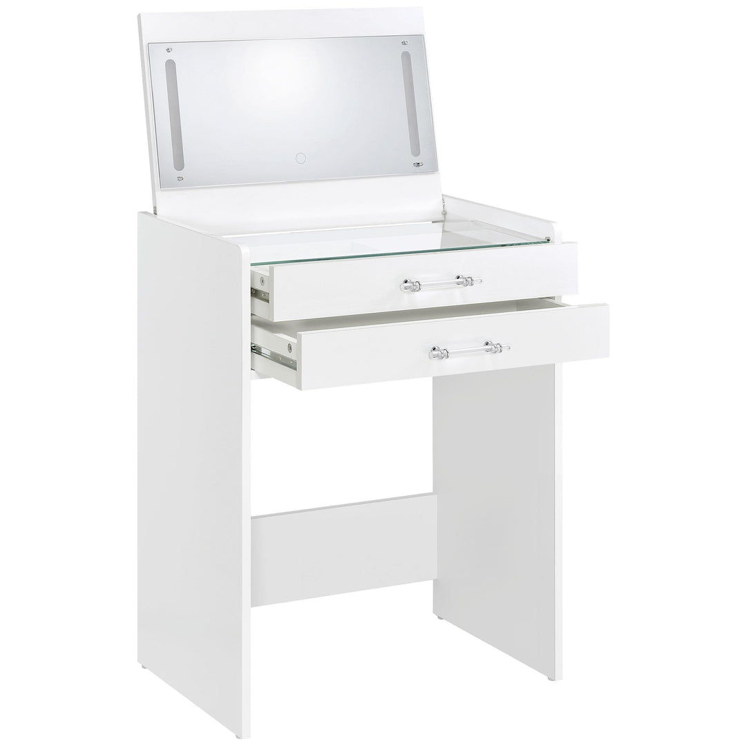 Danbury 3-drawer Makeup Vanity &amp; Stool Set White High Gloss