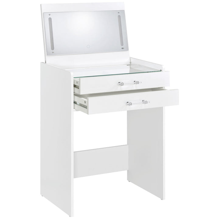 Danbury 3-drawer Makeup Vanity &amp; Stool Set White High Gloss
