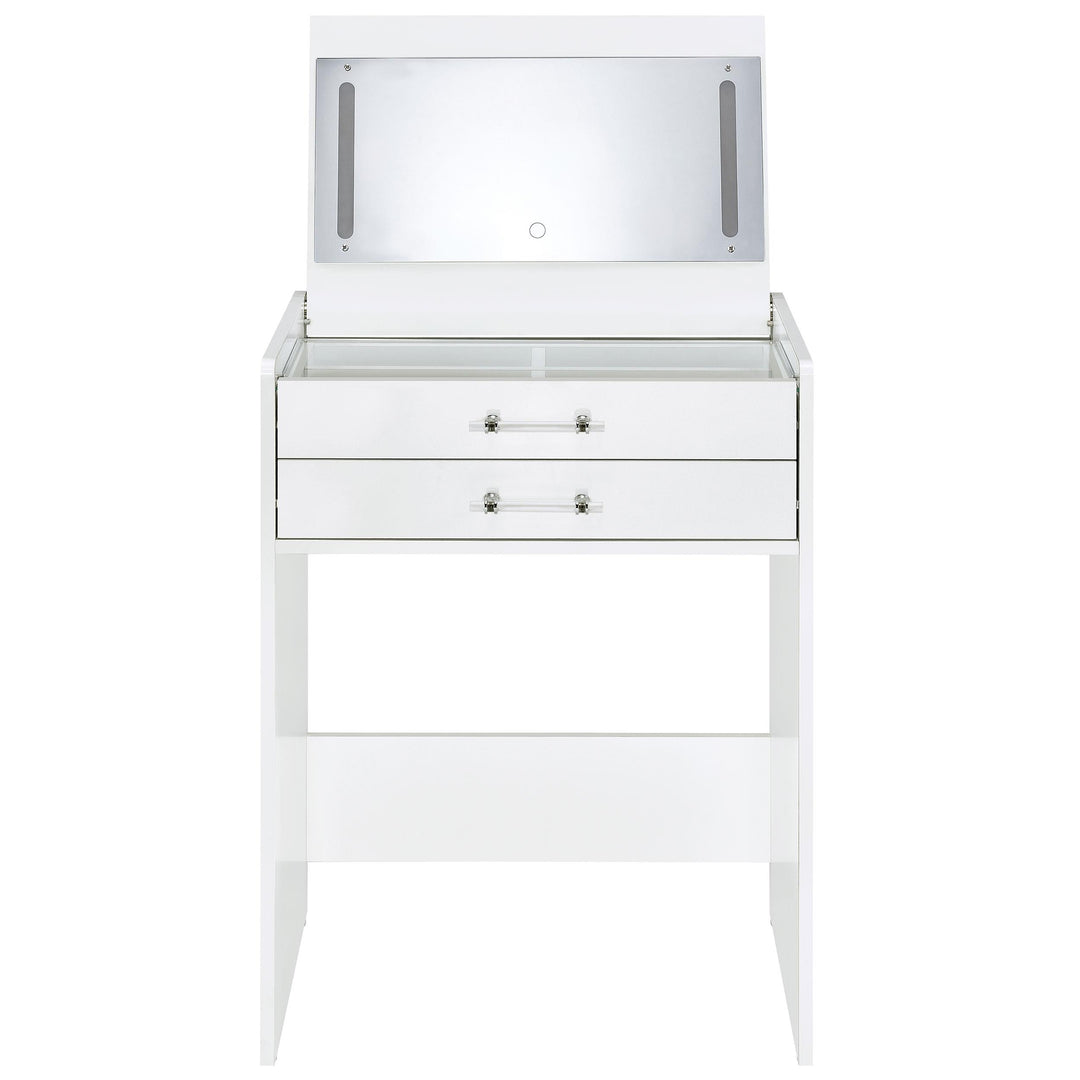 Danbury 3-drawer Makeup Vanity &amp; Stool Set White High Gloss