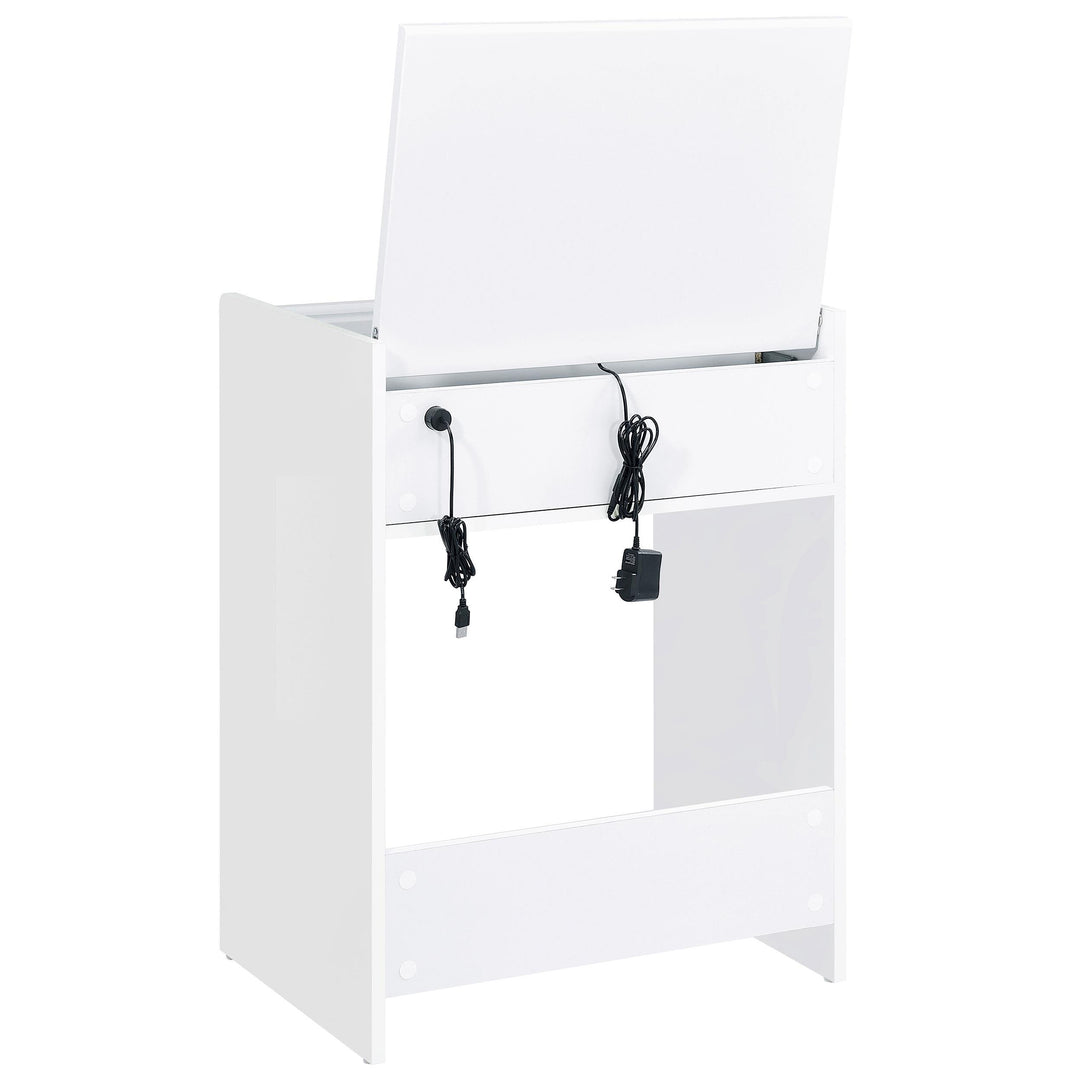 Danbury 3-drawer Makeup Vanity &amp; Stool Set White High Gloss