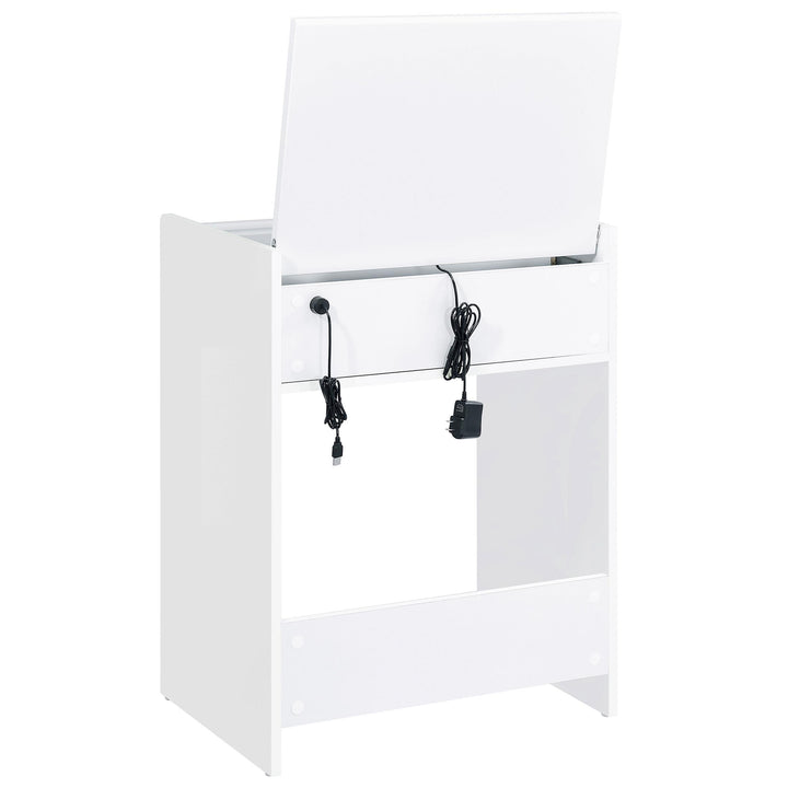 Danbury 3-drawer Makeup Vanity &amp; Stool Set White High Gloss