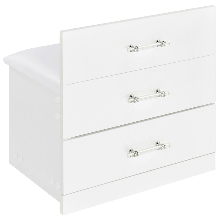 Danbury 3-drawer Makeup Vanity &amp; Stool Set White High Gloss