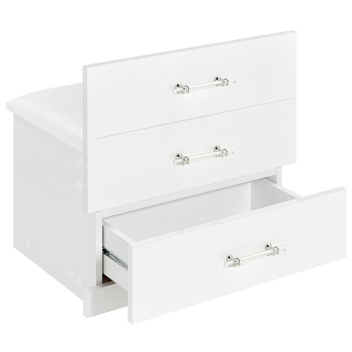 Danbury 3-drawer Makeup Vanity &amp; Stool Set White High Gloss